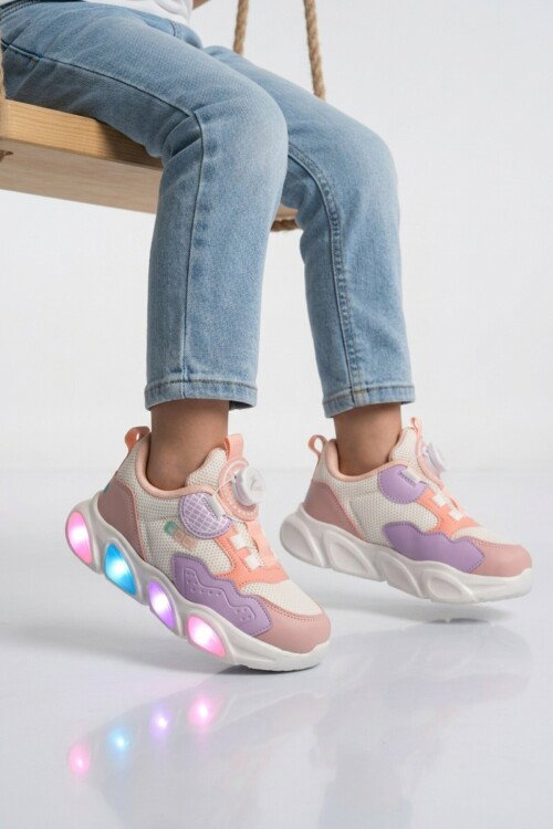 Somon Misina Bağcıklı Işıklı Fileli Hafif Erkek Çocuk Spor Ayakkabı Leon P