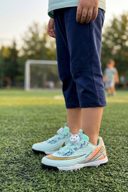 Su Yeşili Misina Bağcıklı Çocuk Halı Saha Ayakkabı 620 P