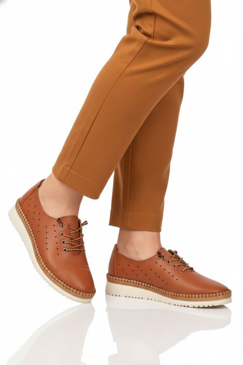 Taba Hakiki Deri Ortopedik Kadın Casual Ayakkabı 508 Z