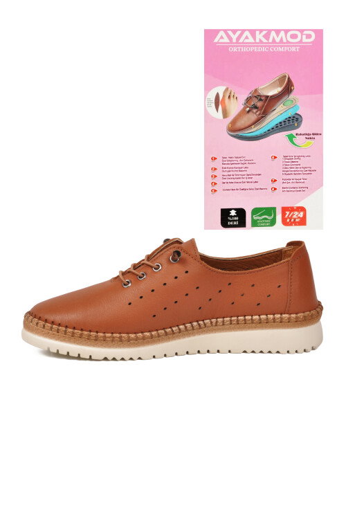Taba Hakiki Deri Ortopedik Kadın Casual Ayakkabı 508 Z