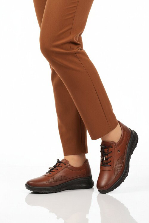 Taba Hakiki Deri Ortopedik Kadın Casual Ayakkabı 690 Z