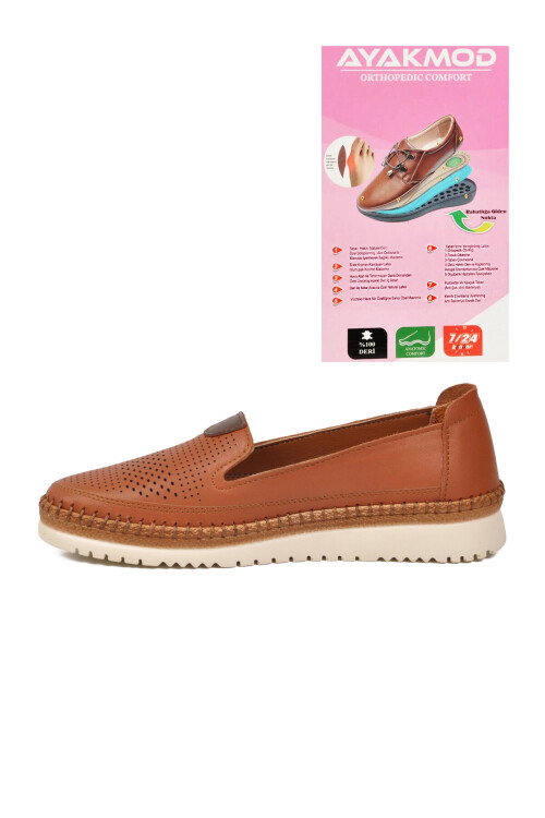 Taba Hakiki Deri Ortopedik Kadın Casual Ayakkabı 700 Z