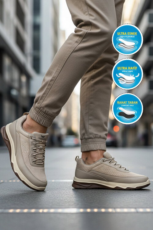 Vizon Fileli Hafif Esnek Hava Alabilen Erkek Spor Ayakkabı Elvara M