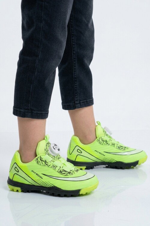 Yeşil Siyah Misina Bağcıklı Çocuk Halı Saha Ayakkabı 620 P