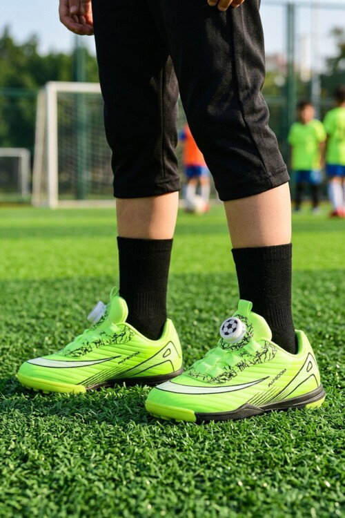 Yeşil Siyah Misina Bağcıklı Çocuk Halı Saha Ayakkabı 620 P