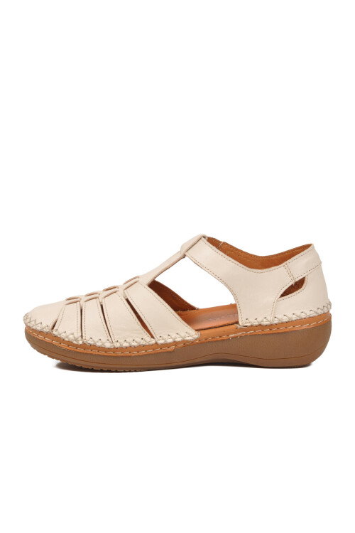Beige Genuine Leather Womens Sandals 25190247Y Z