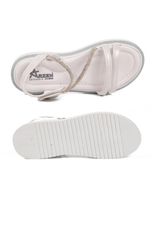 Beyaz Cırtlı Hafif Ortopedik Kız Çocuk Sandalet 26A94 F