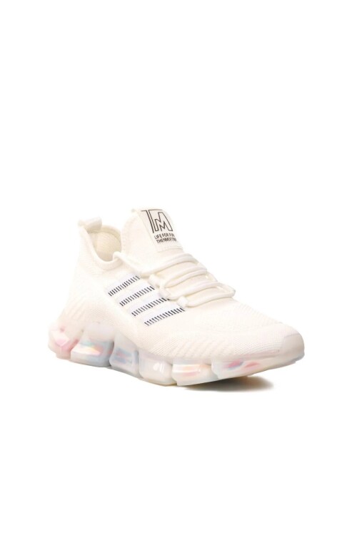 White Mesh Lightweight Flexible Mens Sneakers 23Y591-1 M