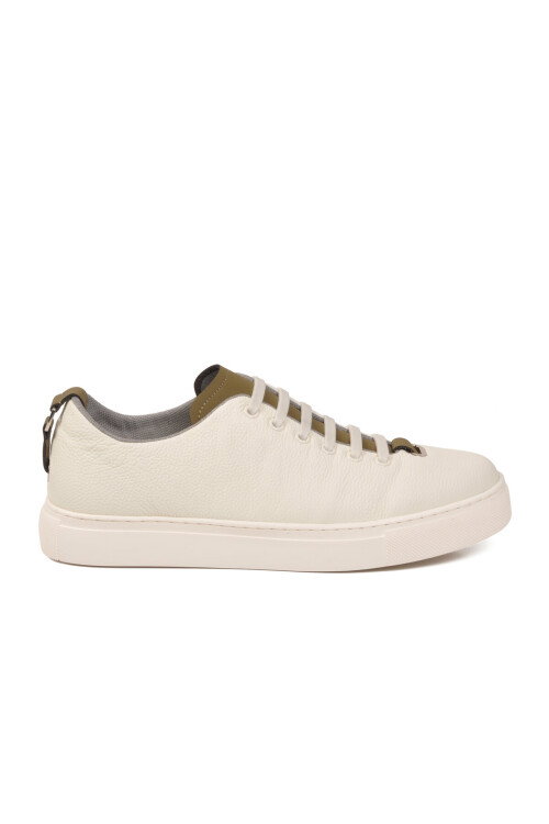 Beyaz Hakiki Deri Erkek Casual Ayakkabı 25K515-2 M