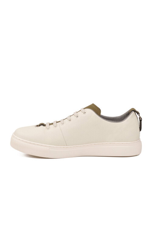 Beyaz Hakiki Deri Erkek Casual Ayakkabı 25K515-2 M