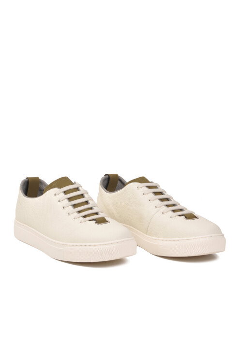 Beyaz Hakiki Deri Erkek Casual Ayakkabı 25K515-2 M