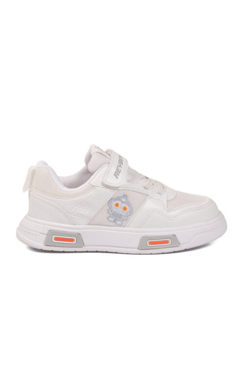 Beyaz Cırtlı Fileli Hafif Unisex Çocuk Spor Ayakkabı 026 F