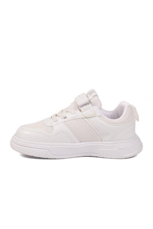 Beyaz Cırtlı Fileli Hafif Unisex Çocuk Spor Ayakkabı 026 F