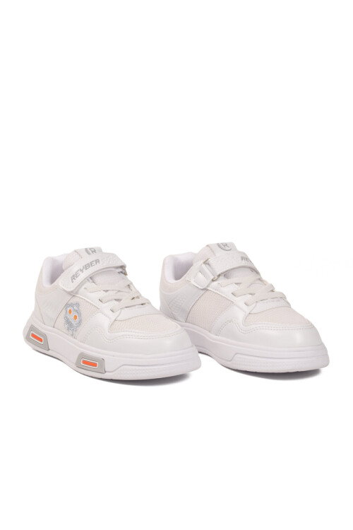 Beyaz Cırtlı Fileli Hafif Unisex Çocuk Spor Ayakkabı 026 F