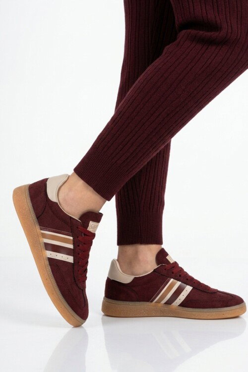 Bordo Bağcıklı Esnek Unisex Spor Ayakkabı 015 G