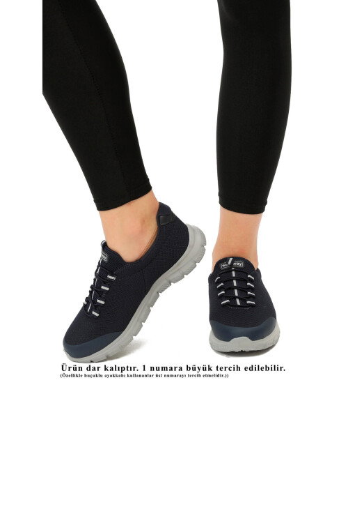 Lacivert-Buz Fileli Hafif Esnek Dar Kalıp Kadın Spor Ayakkabı Flexible G