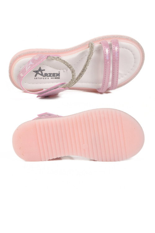 Pembe Cırtlı Hafif Ortopedik Kız Çocuk Sandalet 26A94 F