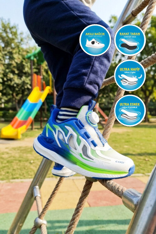 Saks Geniş Kalıp Fileli Hafif Esnek Erkek Çocuk Spor Ayakkabı Zeo F
