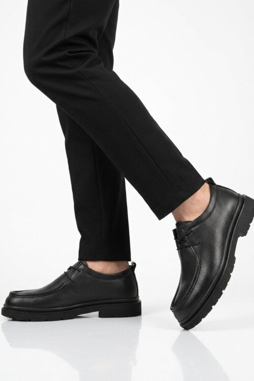 Black Genuine Leather Mens Casual Shoes 1005 M