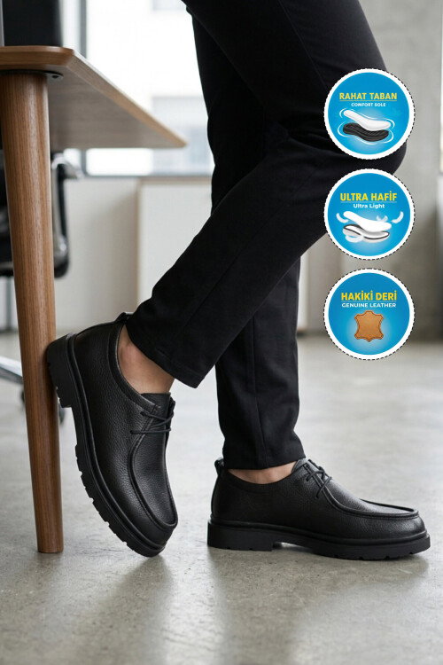 Black Genuine Leather Mens Casual Shoes 1005 M