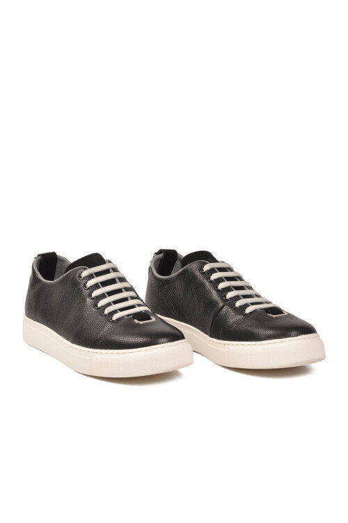 Siyah Hakiki Deri Erkek Casual Ayakkabı 25K515-2 M