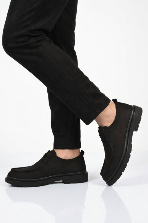 Black Nubuck Genuine Leather Mens Casual Shoes 1005 M