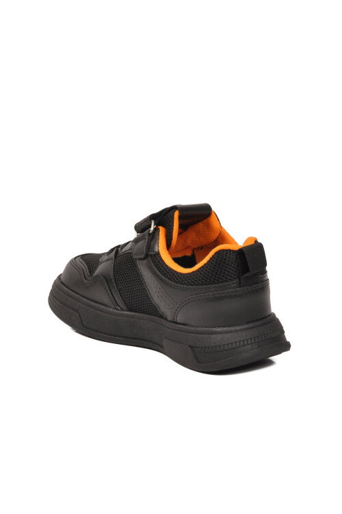 Siyah-Turuncu Cırtlı Fileli Hafif Unisex Çocuk Spor Ayakkabı 026 F