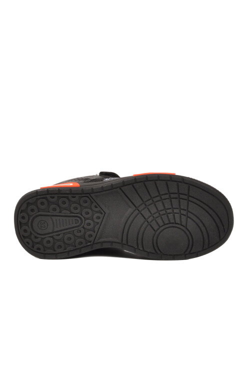 Siyah-Turuncu Cırtlı Fileli Hafif Unisex Çocuk Spor Ayakkabı 026 F