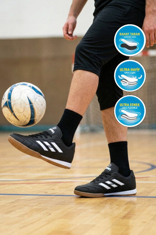 Siyah Kaymaz Taban Erkek Çocuk Futsal Ayakkabısı 227 G