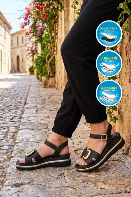 Siyah Kadın Topuklu Sandalet 35394 Z