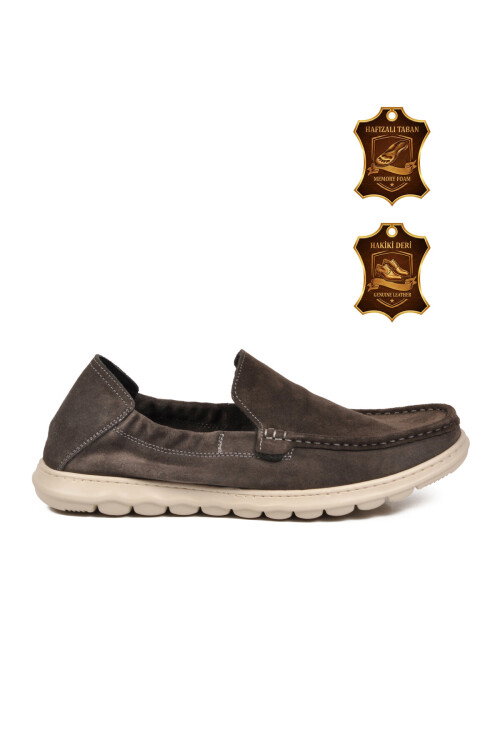Antrasit Süet Erkek Hakiki Deri Smart Casual Loafer Ayakkabı Hafızalı Rahat Taban Sensitive M599 M