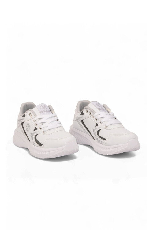 Bağcıklı Hafif Rahat Unisex Beyaz Yürüyüş ve Spor Ayakkabı Sneaker 2032 G
