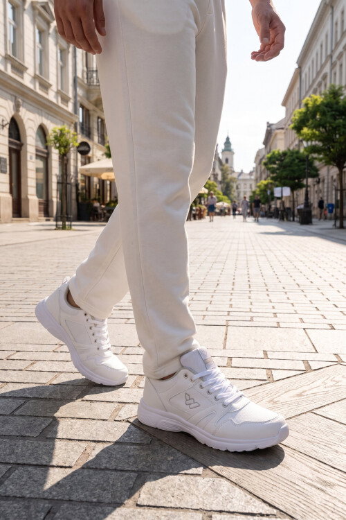 Bağcıklı Hafif Rahat Unisex Beyaz Yürüyüş ve Spor Ayakkabı Sneaker Core 020 G