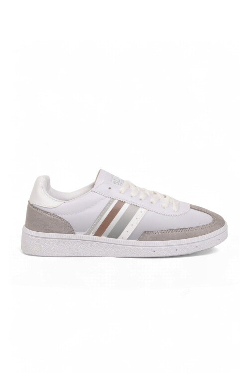 Beyaz-Buz Bağcıklı Hafif Esnek Rahat Tabanlı Unisex Yürüyüş ve Spor Ayakkabı Sneaker 015 G