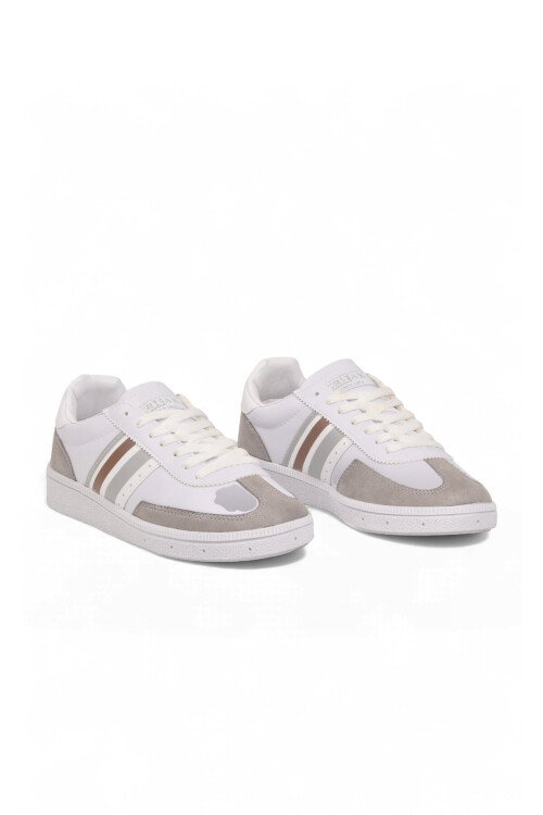 Beyaz-Buz Bağcıklı Hafif Esnek Rahat Tabanlı Unisex Yürüyüş ve Spor Ayakkabı Sneaker 015 G