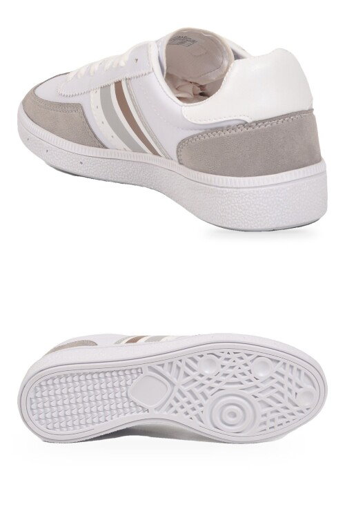 Beyaz-Buz Bağcıklı Hafif Esnek Rahat Tabanlı Unisex Yürüyüş ve Spor Ayakkabı Sneaker 015 G