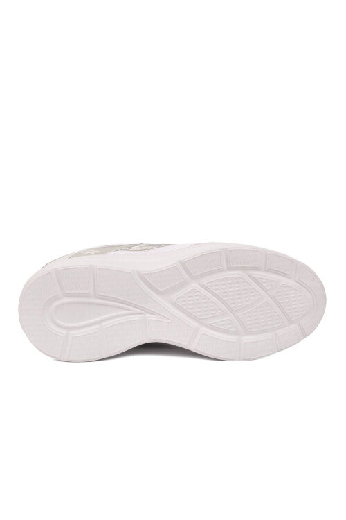 Beyaz-Gri Fileli Bağcıklı Nefes Alan Rahat Tabanlı Unisex Yürüyüş ve Spor Ayakkabı 26106 G