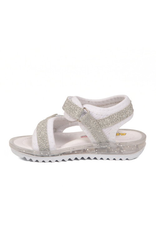 Beyaz-Gümüş Cırtlı Ortopedik Bebek Sandalet 25T104 B