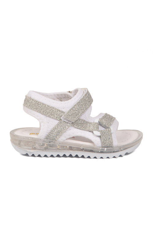 Beyaz-Gümüş Cırtlı Ortopedik Bebek Sandalet 25T104 B