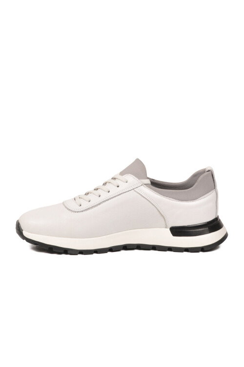Erkek Beyaz Hakiki Deri Casual Ayakkabı Bağcıklı Rahat Konfor Tabanlı Sneaker M294 M
