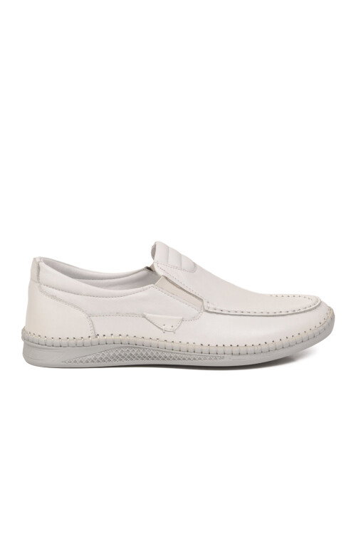 Erkek Beyaz Hakiki Deri Hafızalı Rahat Taban Şık Smart Casual Ayakkabı Loafer M741 M