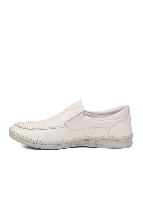 Erkek Beyaz Hakiki Deri Hafızalı Rahat Taban Şık Smart Casual Ayakkabı Loafer M741 M