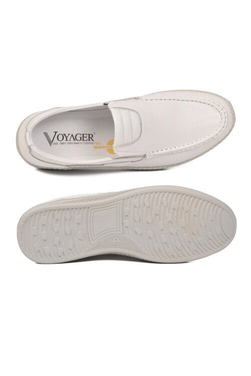 Erkek Beyaz Hakiki Deri Hafızalı Rahat Taban Şık Smart Casual Ayakkabı Loafer M741 M