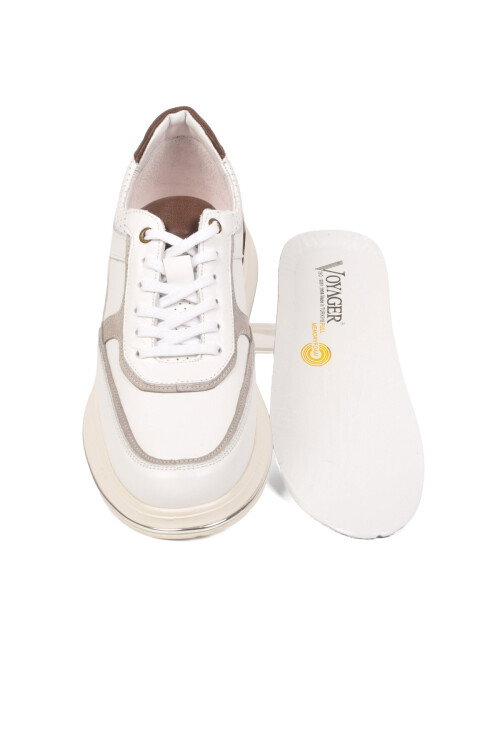 Beyaz Hakiki Deri Erkek Sneaker Konforlu Hafızalı Taban Casual Ayakkabı M692 M