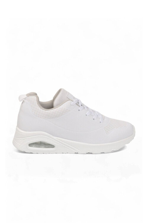 Bağcıklı Beyaz Unisex Yürüyüş ve Spor Ayakkabı Sneaker 5101