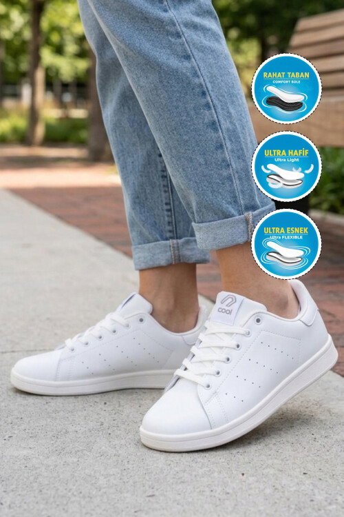 Unisex Beyaz Günlük Sneaker Spor Ayakkabı Rahat Casual Model Ursula G