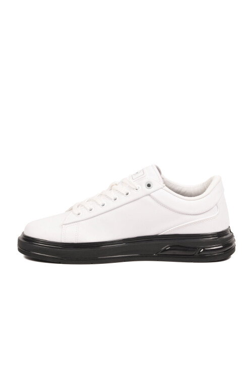 Erkek Beyaz-Siyah Bağcıklı Kalın Taban Erkek Casual Ayakkabı Sneaker 8078 Dashor M
