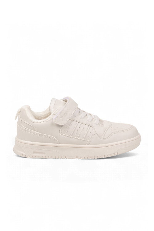 Beyaz Cırt Bantlı Unisex Çocuk Yürüyüş ve Spor Ayakkabı Sneaker Foor F