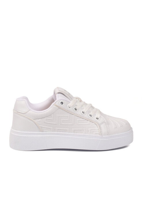 Beyaz Bağcıklı Kalın Rahat Tabanlı Erkek Casual Yürüyüş Ayakkabı Sneaker   26201 M