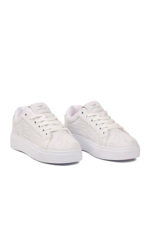 Beyaz Bağcıklı Kalın Rahat Tabanlı Erkek Casual Yürüyüş Ayakkabı Sneaker   26201 M